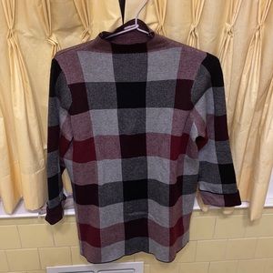 Red/grey/black plaid sweater